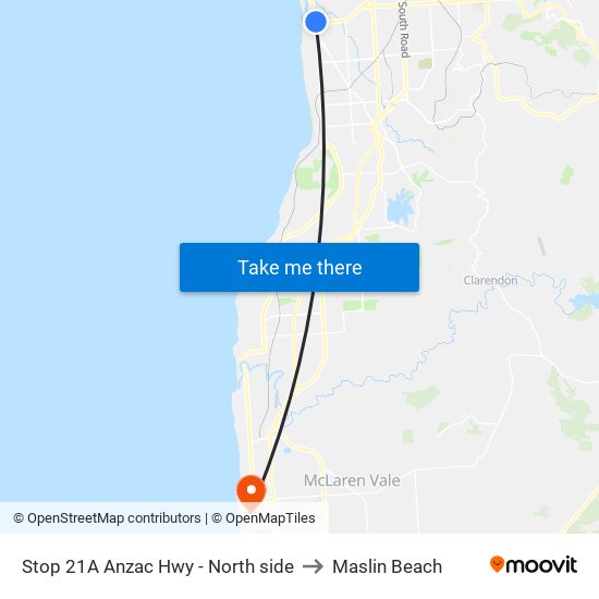 Stop 21A Anzac Hwy - North side to Maslin Beach map