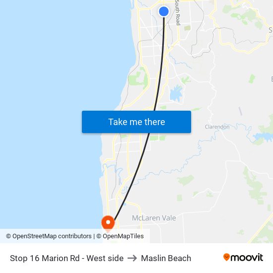 Stop 16 Marion Rd - West side to Maslin Beach map