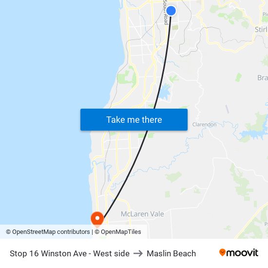 Stop 16 Winston Ave - West side to Maslin Beach map