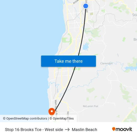 Stop 16 Brooks Tce - West side to Maslin Beach map