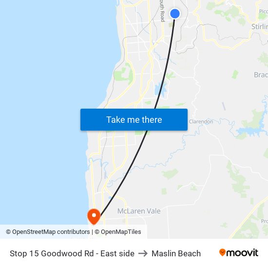 Stop 15 Goodwood Rd - East side to Maslin Beach map