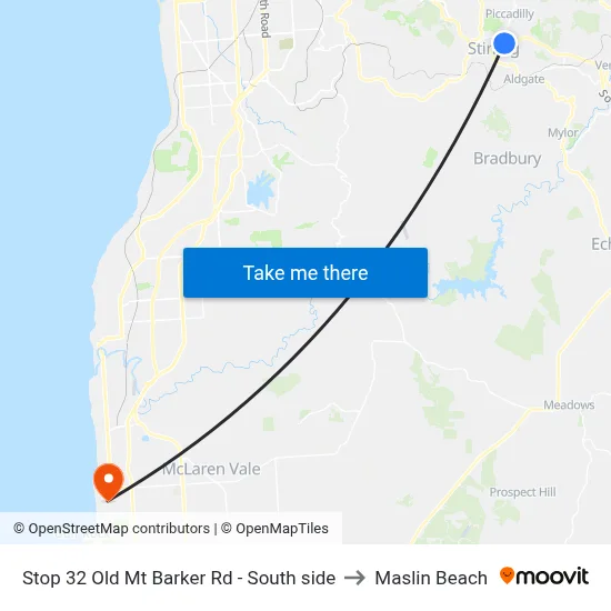 Stop 32 Old Mt Barker Rd - South side to Maslin Beach map