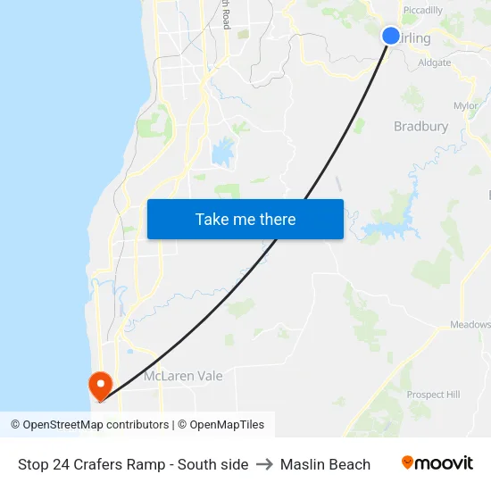 Stop 24 Crafers Ramp - South side to Maslin Beach map