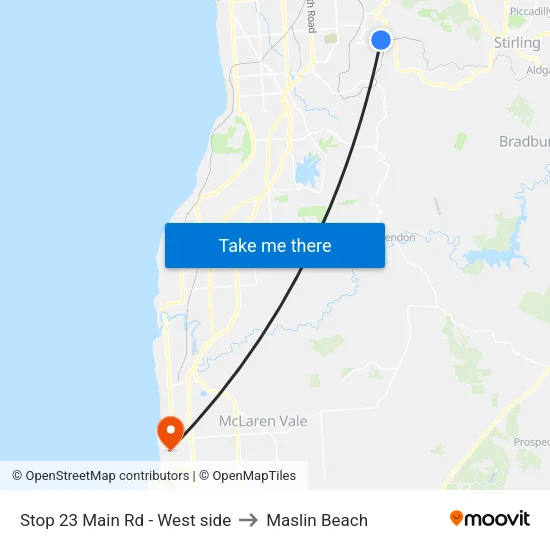 Stop 23 Main Rd - West side to Maslin Beach map