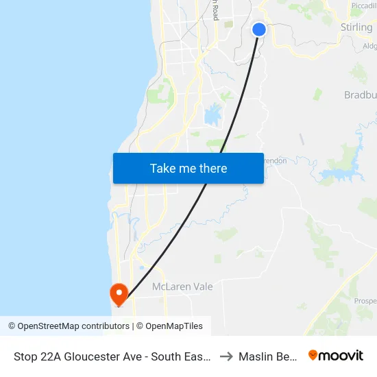 Stop 22A Gloucester Ave - South East side to Maslin Beach map