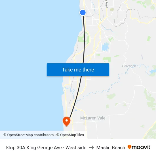 Stop 30A King George Ave - West side to Maslin Beach map