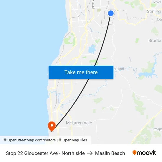 Stop 22 Gloucester Ave - North side to Maslin Beach map