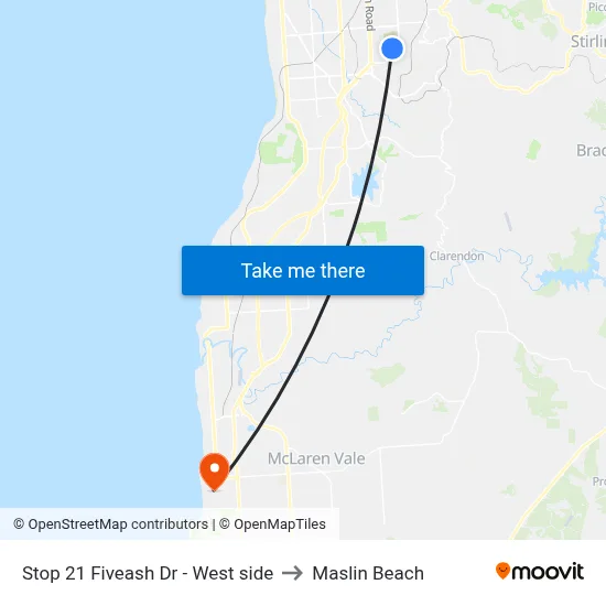 Stop 21 Fiveash Dr - West side to Maslin Beach map