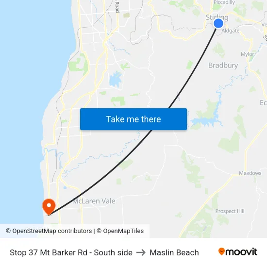 Stop 37 Mt Barker Rd - South side to Maslin Beach map