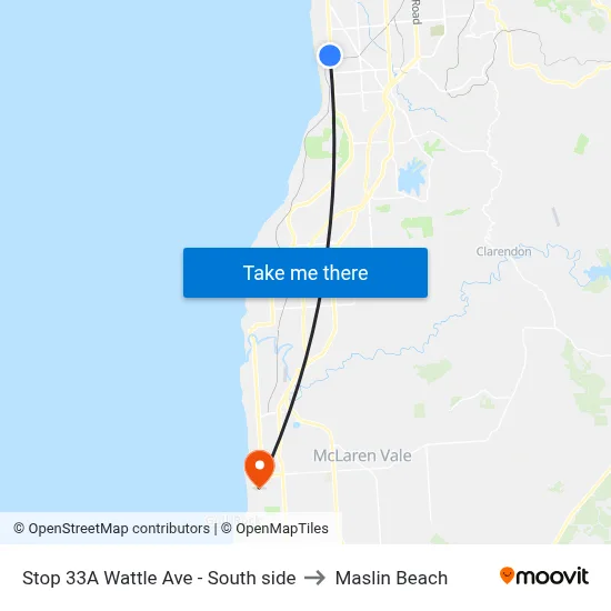 Stop 33A Wattle Ave - South side to Maslin Beach map