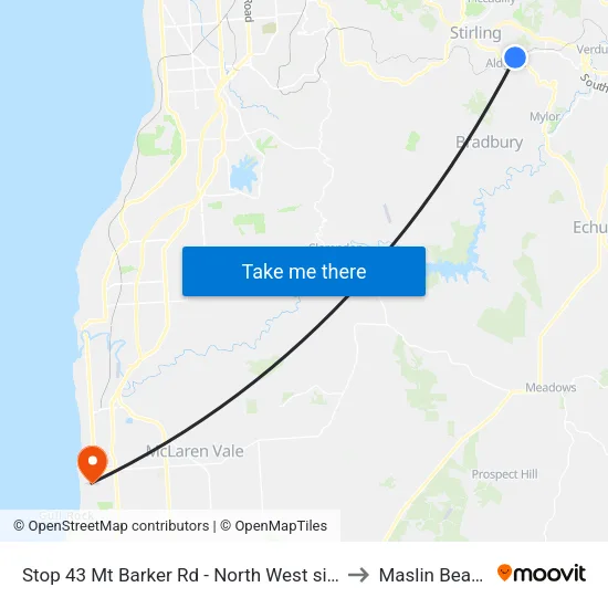 Stop 43 Mt Barker Rd - North West side to Maslin Beach map