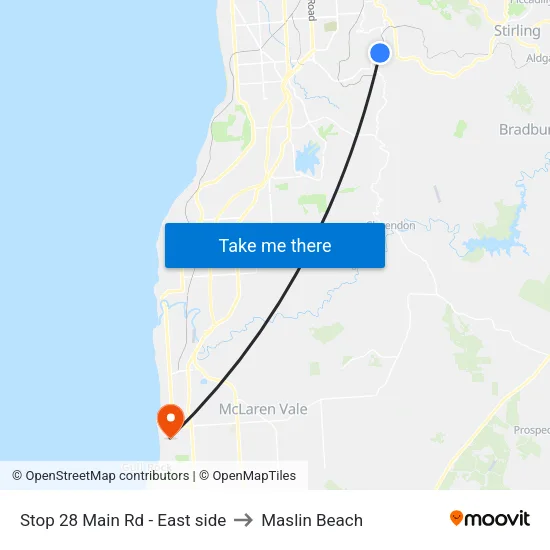 Stop 28 Main Rd - East side to Maslin Beach map