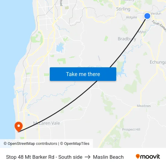 Stop 48 Mt Barker Rd - South side to Maslin Beach map