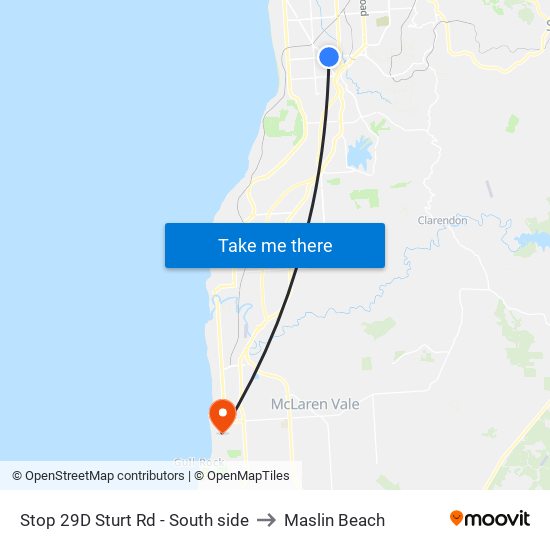 Stop 29D Sturt Rd - South side to Maslin Beach map