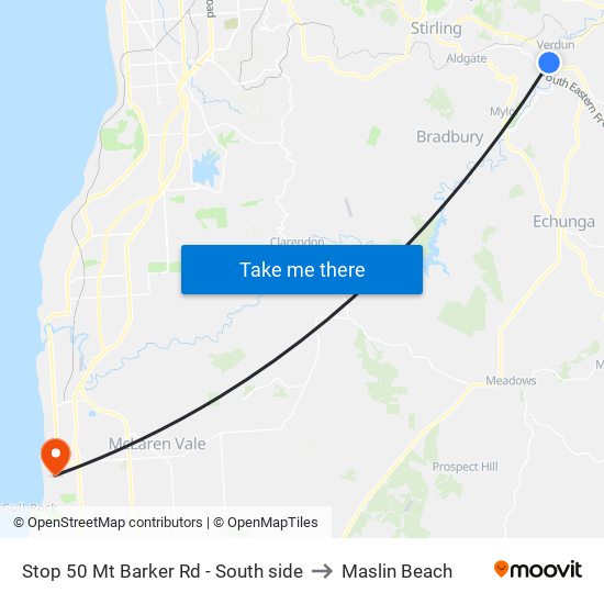 Stop 50 Mt Barker Rd - South side to Maslin Beach map