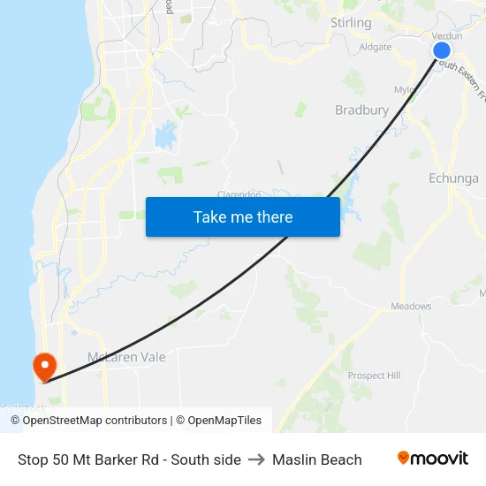 Stop 50 Mt Barker Rd - South side to Maslin Beach map