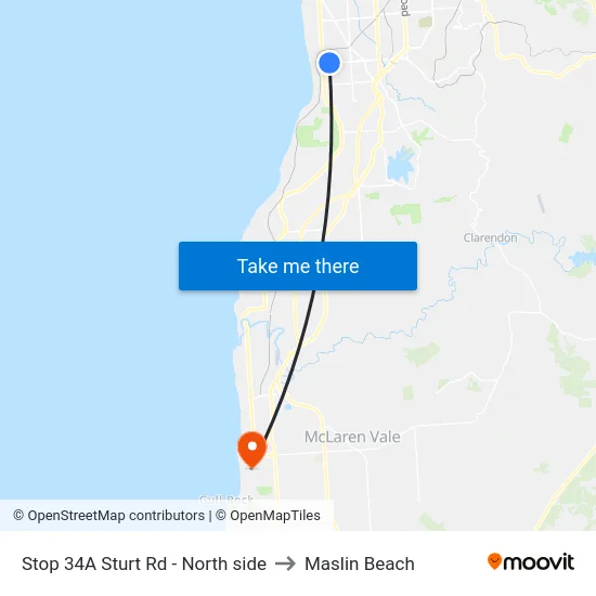 Stop 34A Sturt Rd - North side to Maslin Beach map