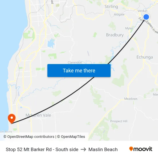 Stop 52 Mt Barker Rd - South side to Maslin Beach map