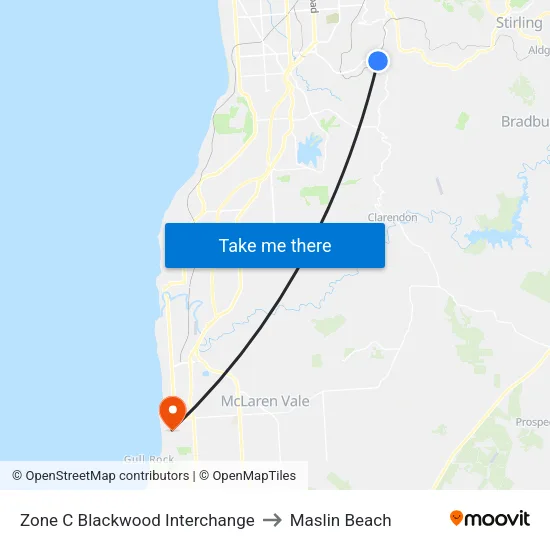 Zone C Blackwood Interchange to Maslin Beach map