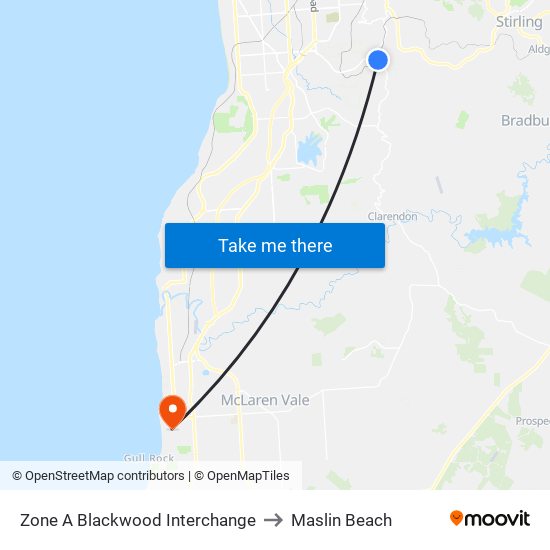 Zone A Blackwood Interchange to Maslin Beach map