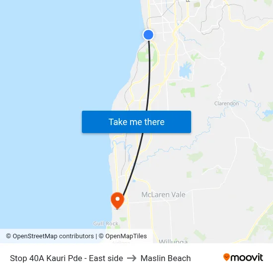 Stop 40A Kauri Pde - East side to Maslin Beach map