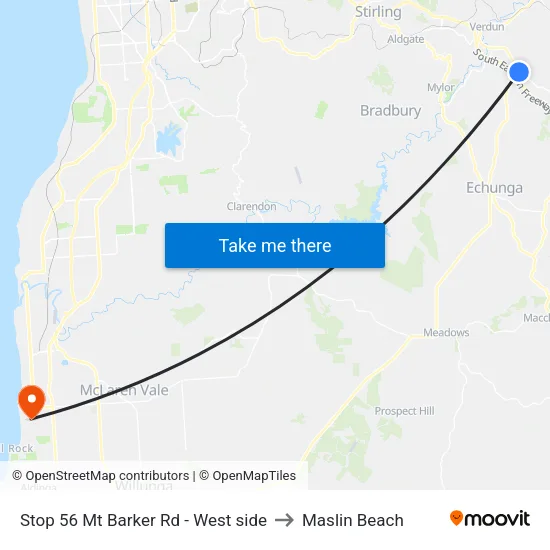 Stop 56 Mt Barker Rd - West side to Maslin Beach map