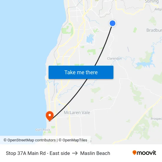 Stop 37A Main Rd - East side to Maslin Beach map