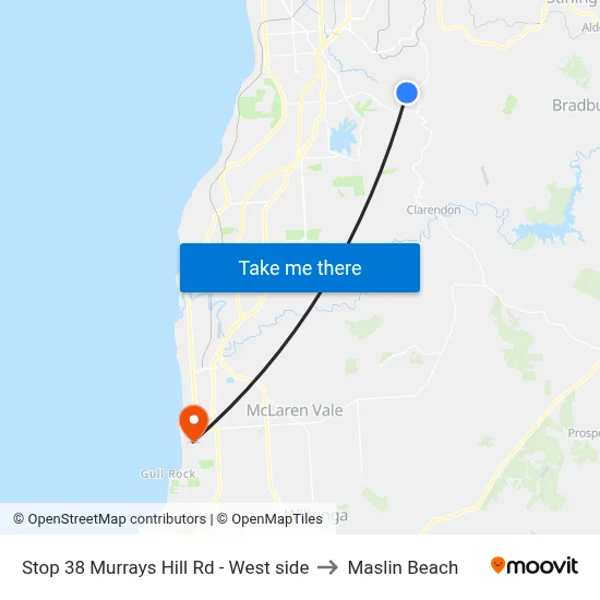 Stop 38 Murrays Hill Rd - West side to Maslin Beach map