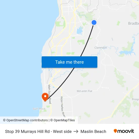 Stop 39 Murrays Hill Rd - West side to Maslin Beach map