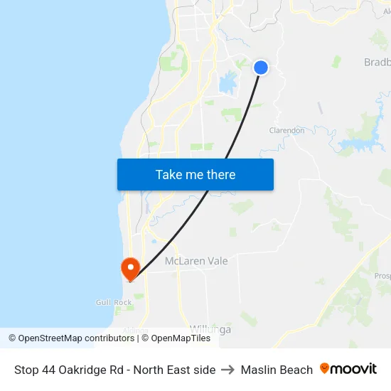 Stop 44 Oakridge Rd - North East side to Maslin Beach map