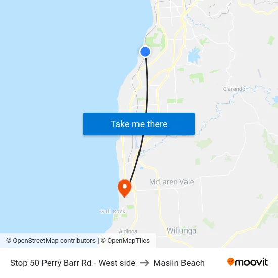 Stop 50 Perry Barr Rd - West side to Maslin Beach map