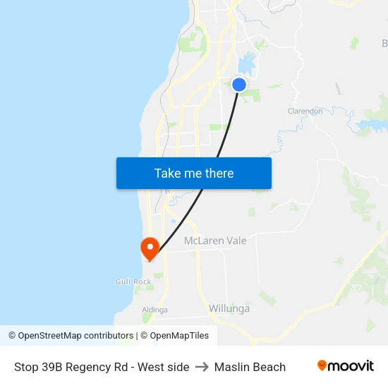 Stop 39B Regency Rd - West side to Maslin Beach map