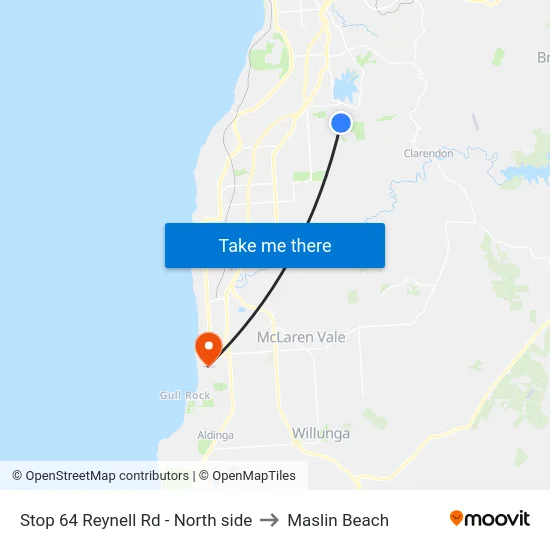 Stop 64 Reynell Rd - North side to Maslin Beach map