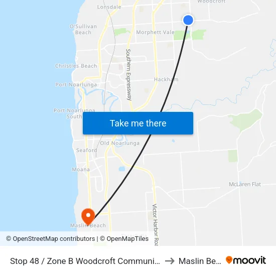 Stop 48 / Zone B Woodcroft Community Centre to Maslin Beach map