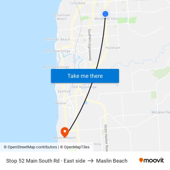 Stop 52 Main South Rd - East side to Maslin Beach map