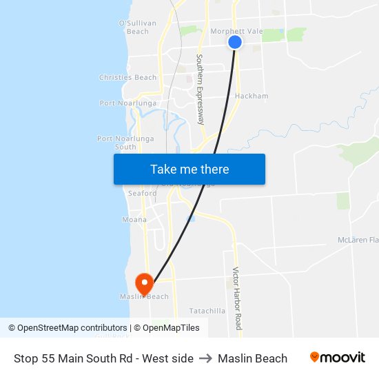 Stop 55 Main South Rd - West side to Maslin Beach map