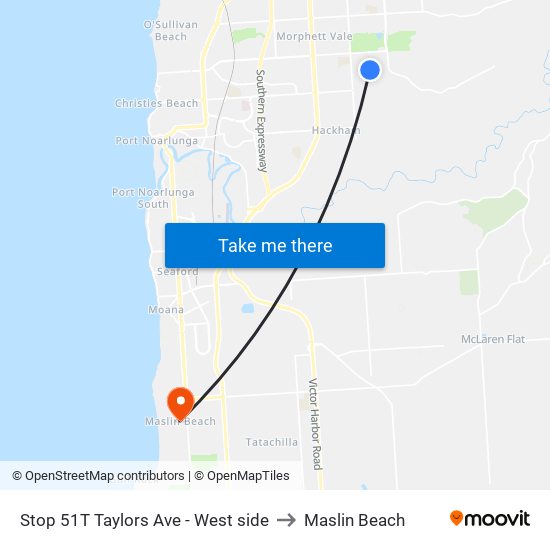 Stop 51T Taylors Ave - West side to Maslin Beach map