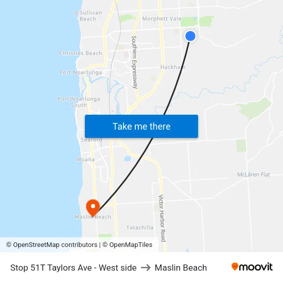 Stop 51T Taylors Ave - West side to Maslin Beach map