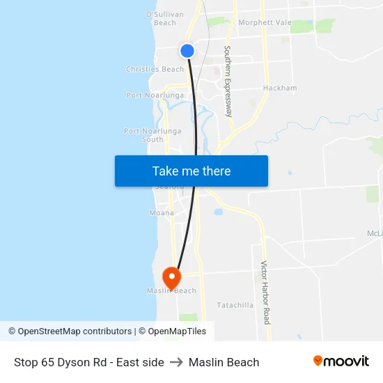 Stop 65 Dyson Rd - East side to Maslin Beach map