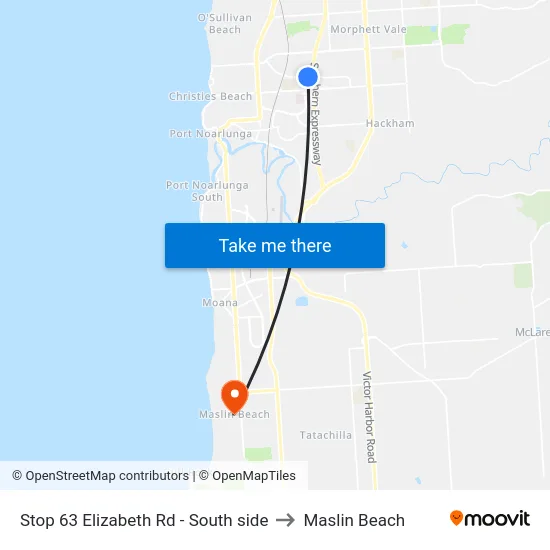 Stop 63 Elizabeth Rd - South side to Maslin Beach map