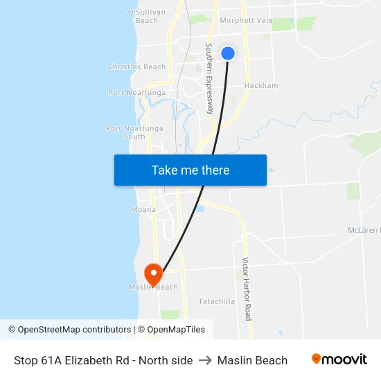 Stop 61A Elizabeth Rd - North side to Maslin Beach map