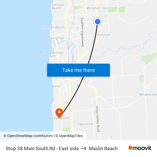 Stop 58 Main South Rd - East side to Maslin Beach map