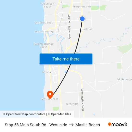 Stop 58 Main South Rd - West side to Maslin Beach map