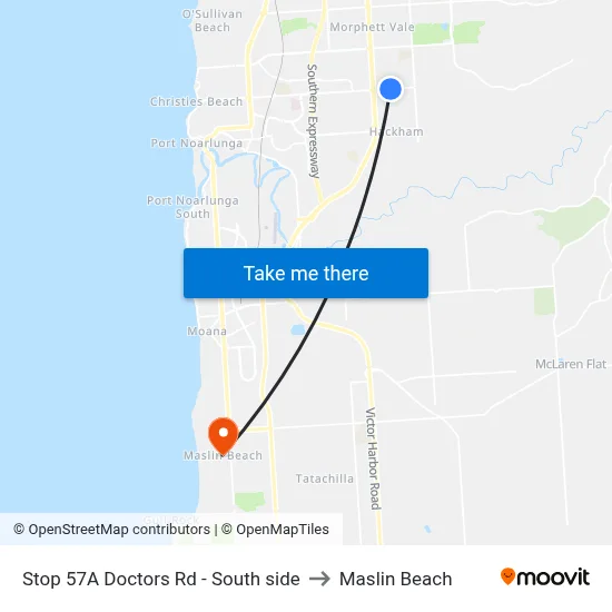 Stop 57A Doctors Rd - South side to Maslin Beach map