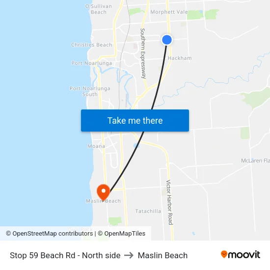 Stop 59 Beach Rd - North side to Maslin Beach map