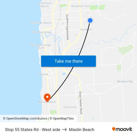 Stop 55 States Rd - West side to Maslin Beach map