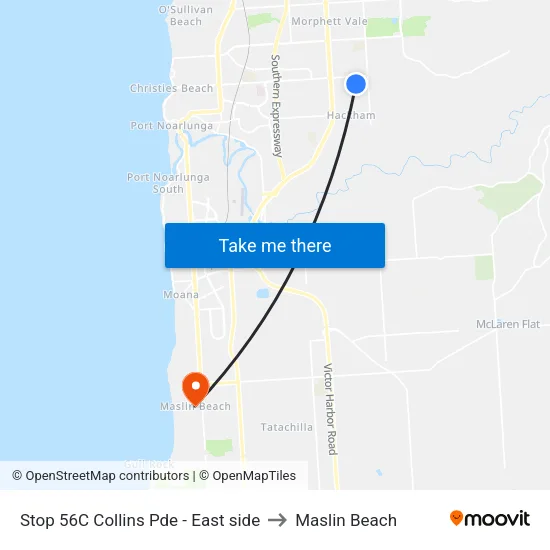 Stop 56C Collins Pde - East side to Maslin Beach map