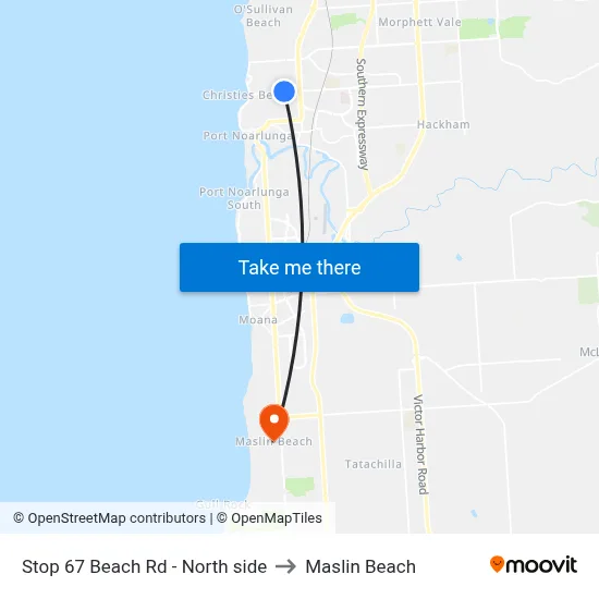 Stop 67 Beach Rd - North side to Maslin Beach map