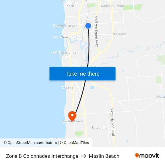 Zone B Colonnades Interchange to Maslin Beach map