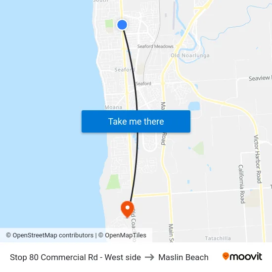 Stop 80 Commercial Rd - West side to Maslin Beach map